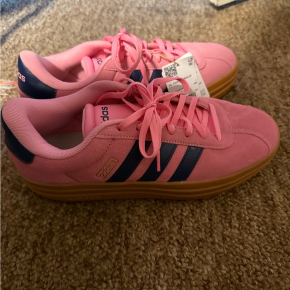Adidas Women's Pink and Blue Sneakers - Picture 2 of 3